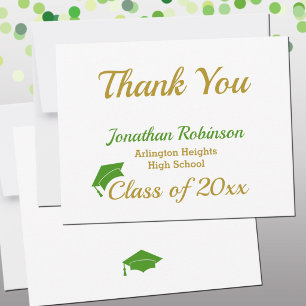 Carte De Remerciements Remerciement de remise de diplôme à chapeau vert