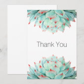 Carte De Remerciements Remerciement de Succulentes Aquarelle Moderne (Devant / Derrière)