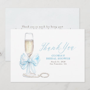 Carte De Remerciements Remerciement Élégant Blue Bow Prosecco pour Enterr