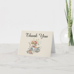 Carte De Remerciements Remerciement élégant de fête de thé aquarelle