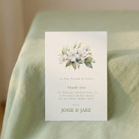 Remerciement élégant de mariage à fleurs blanches