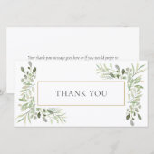 Carte De Remerciements Remerciement élégant de verdure d'eucalyptus (Devant / Derrière)