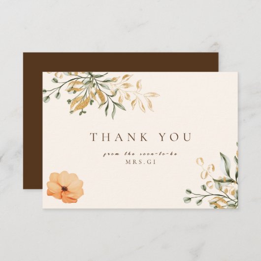 Carte De Remerciements Remerciement élégant pour une douche de mariée à t (Devant / Derrière)