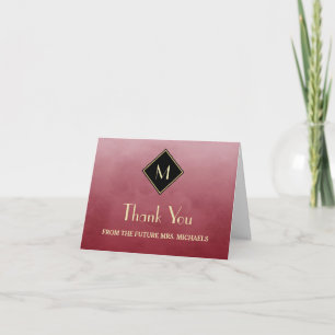 Carte De Remerciements Remerciement élégant simple rouge avec monogramme