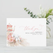 Carte De Remerciements Remerciement Fête de Mariage Fleur Rose Herbe des  (Debout devant)