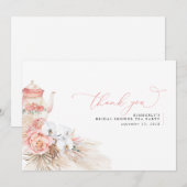 Carte De Remerciements Remerciement Fête de Mariage Fleur Rose Herbe des  (Devant / Derrière)