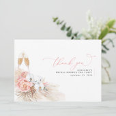 Carte De Remerciements Remerciement Fête de Mariage Fleur Rose Herbe des (Debout devant)