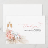 Carte De Remerciements Remerciement Fête de Mariage Fleur Rose Herbe des (Devant / Derrière)