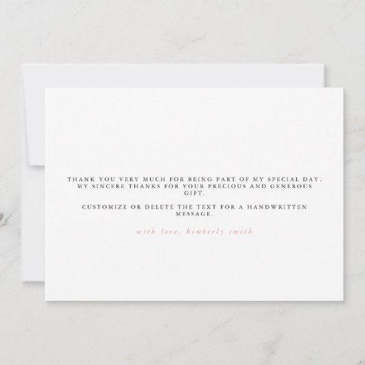 Carte De Remerciements Remerciement Fleur de Pampa Rose pour Mariage (Dos)