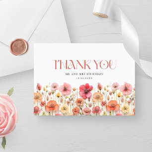 Carte De Remerciements Remerciement Fleur Sauvage Bohème Rose Pastel Rétr