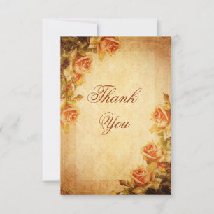 Carte De Remerciements Remerciement Fleurs de Pêcher Shabby Chic Damassé 