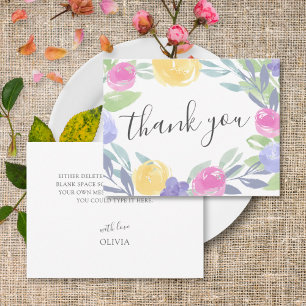 Carte De Remerciements Remerciement floral aquarelle coloré moderne