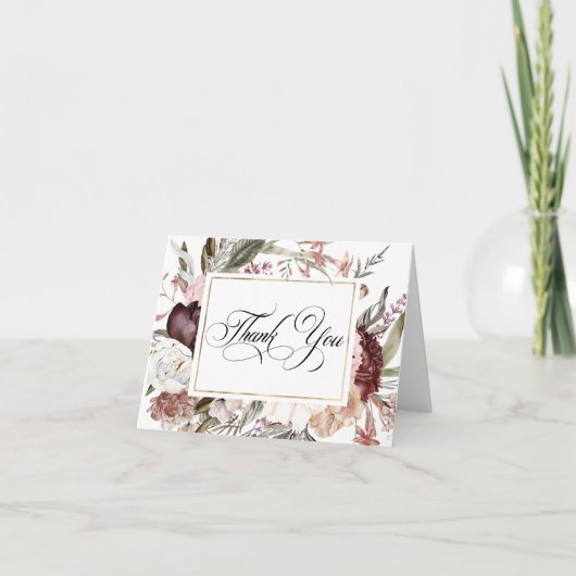 Carte De Remerciements Remerciement Floral Aquarelle Fantaisie Boho (Devant)