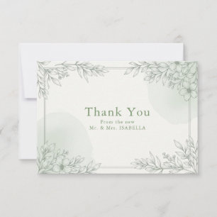 Carte De Remerciements Remerciement Floral Délicat de feuillage sauge Min