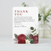 Carte De Remerciements Remerciement Floral Élégant Bourgogne & Blanc (Debout devant)