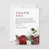 Carte De Remerciements Remerciement Floral Élégant Bourgogne & Blanc (Devant)