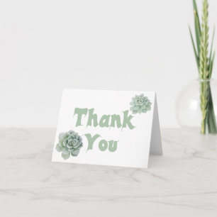 Carte De Remerciements Remerciement Floral Menthe Verte Succulente Aquare