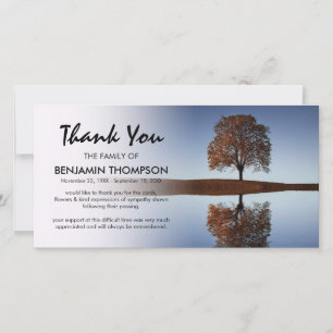 Carte De Remerciements Remerciement funéraire de réflexion d'arbre célest