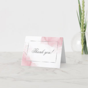 Carte De Remerciements Remerciement Mariage Rose Pâle Argent Abstrait