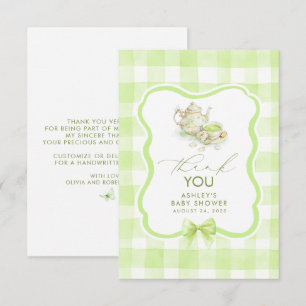 Carte De Remerciements Remerciement mignon à gingham vert sur le thème du