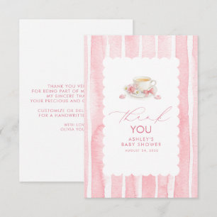 Carte De Remerciements Remerciement mignon rose thé pour fille