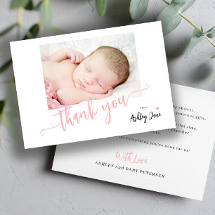 Carte De Remerciements Remerciement moderne de baby shower photo écriture