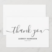 Carte De Remerciements Remerciement Moderne Simple Manuscrit (Devant / Derrière)