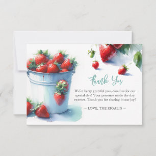 Carte De Remerciements Remerciement personnalisé à l'aquarelle de fraise