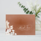 Carte De Remerciements Remerciement petit Bohème fleurs blanches Terracot (Debout devant)