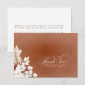 Carte De Remerciements Remerciement petit Bohème fleurs blanches Terracot (Devant / Derrière)