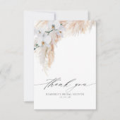 Carte De Remerciements Remerciement Petit Mariage Floral Herbe des Pampas (Devant)