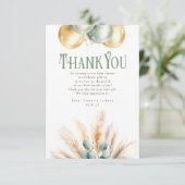 Carte De Remerciements Remerciement Petit Sage et Or pour Baby Shower (Debout devant)