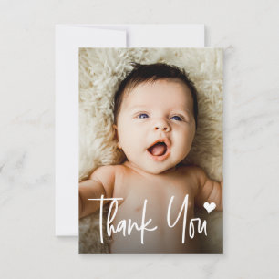 Carte De Remerciements Remerciement photo bébé Cœur Petite Note Baby Show