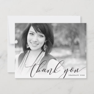 Carte De Remerciements REMERCIEMENT PHOTO callligraphie noir luxe moderne