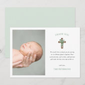 Carte De Remerciements Remerciement photo de baptême croix moderne Eucaly (Devant / Derrière)