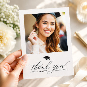 Carte De Remerciements Remerciement photo de fête de fin d'études minimal