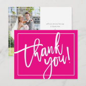Carte De Remerciements REMERCIEMENT PHOTO gras lettrage brosse moderne ro (Devant / Derrière)