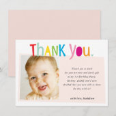 Carte De Remerciements REMERCIEMENT PHOTO typographie moderne colorée (Devant / Derrière)