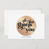 Carte De Remerciements Remerciement plat en cercle d'or personnalisé vint (Devant / Derrière)