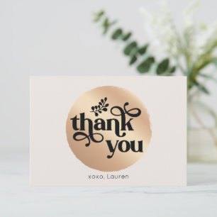Carte De Remerciements Remerciement plat en cercle en or personnalisé vin