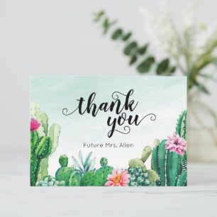 Carte De Remerciements Remerciement plat Mariage Succulent Aquarelle