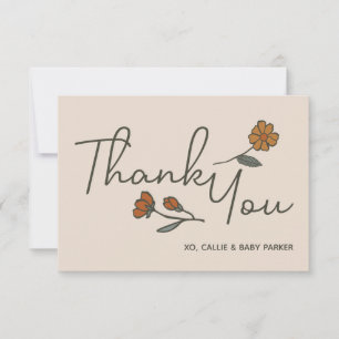 Carte De Remerciements Remerciement plat personnalisé Boho Wildflower