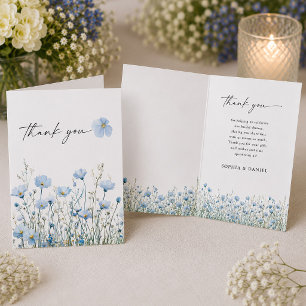 Carte De Remerciements Remerciement plié pour mariage Love in Bloom Blue