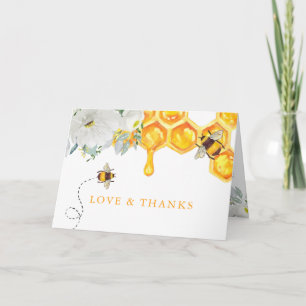 Carte De Remerciements Remerciement pour Baby Shower Abeille à miel Flora