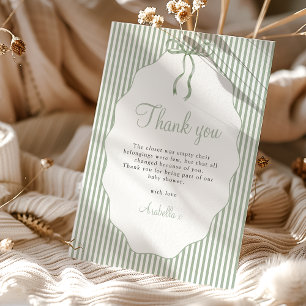 Carte De Remerciements Remerciement pour Baby Shower avec un joli nœud ve