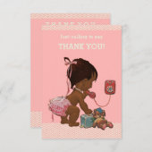 Carte De Remerciements Remerciement pour Baby Shower Bébé Ethnique au Tél (Devant / Derrière)