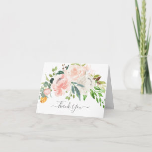 Carte De Remerciements Remerciement pour Baby Shower Blush & Fleurs Roses