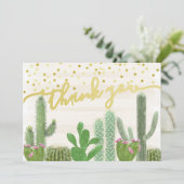 Carte De Remerciements Remerciement pour Baby Shower Bohème Cactus Fiesta (Debout devant)