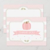 Carte De Remerciements Remerciement pour Baby Shower Citrouille Rose (Devant / Derrière)