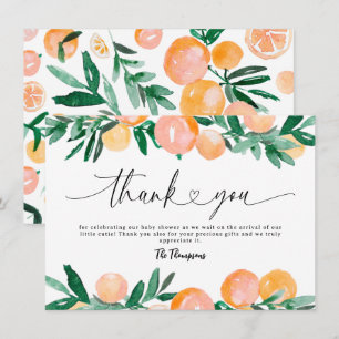 Carte De Remerciements Remerciement pour Baby Shower Citrus Orange